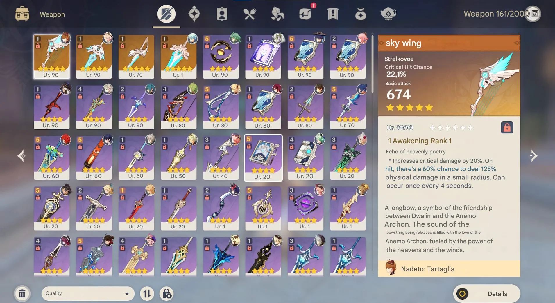 GI1388 Wing + Wolf + many 5 star and 4 s characters, high-level weapons, AR57 